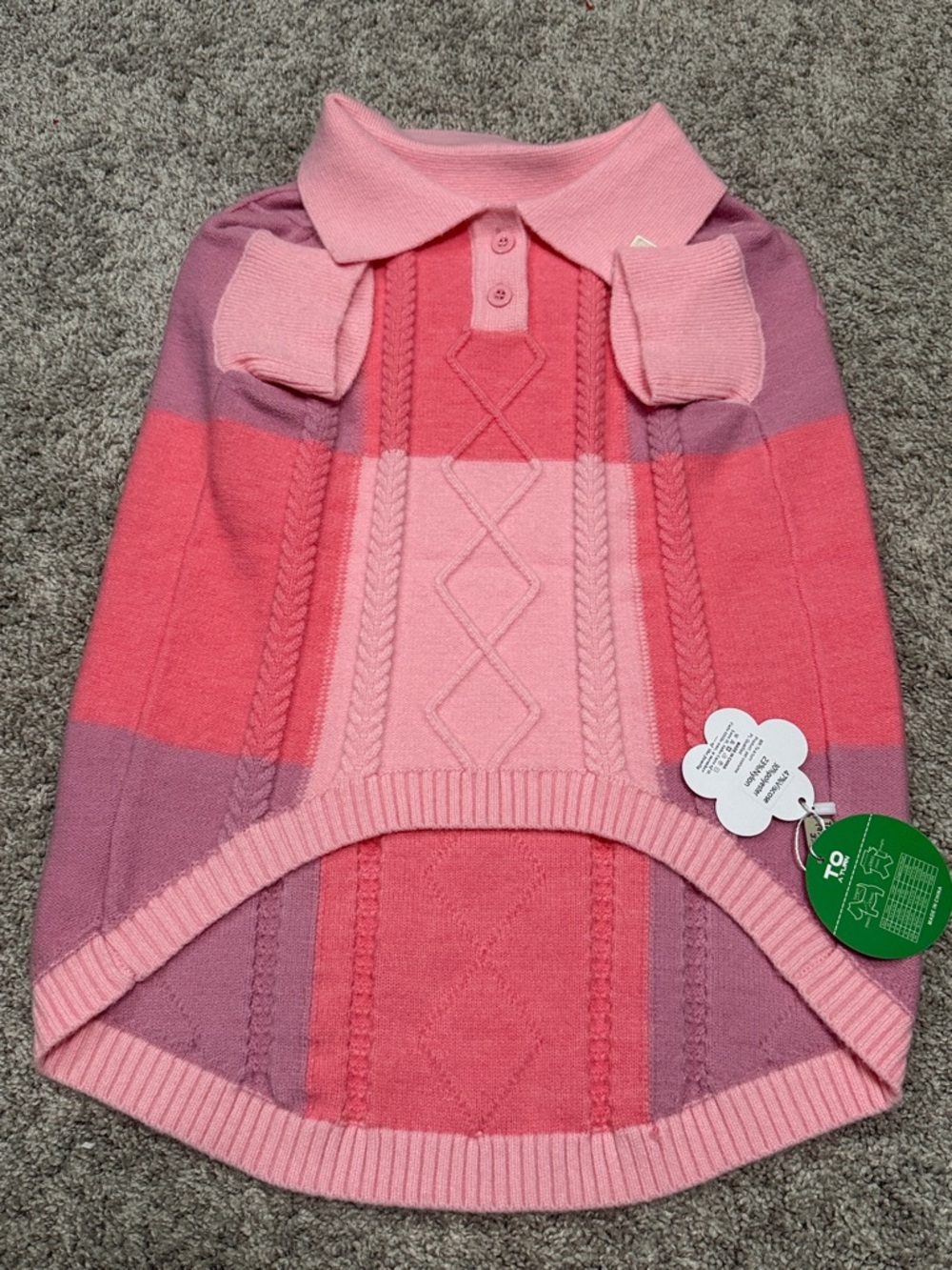 To A Turn size 3XL (47-69 lbs) pullover dog sweater pink striped winter outfit